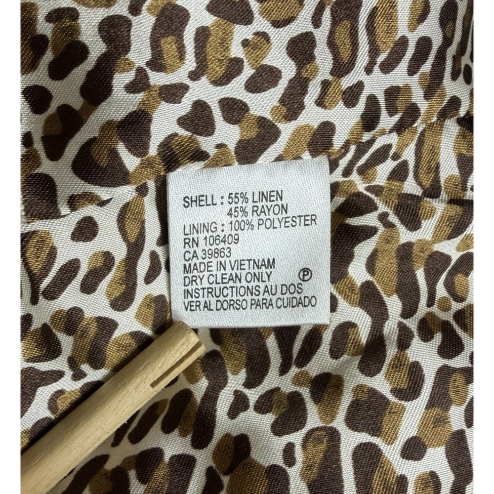Tahari Arthur S Levine Skirt Suit 8P Yellow Linen Blazer Brown Skirt Leopard Set - Picture 5 of 16